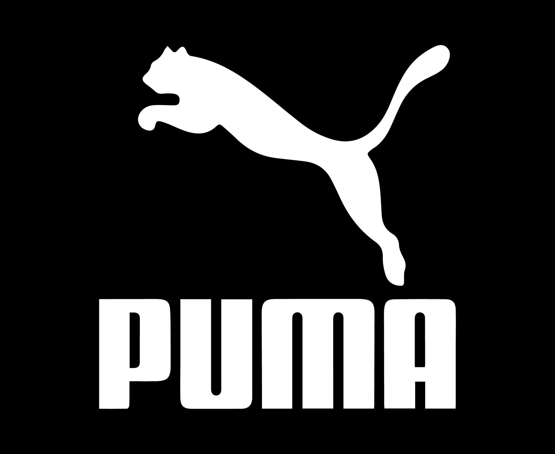 puma logo white symbol with name clothes design icon abstract football illustration with black background free vector